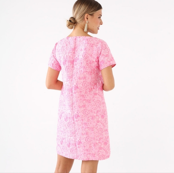Abbey Glass Lulu Dress Pink Bubble Jacquard - Picture 3 of 8